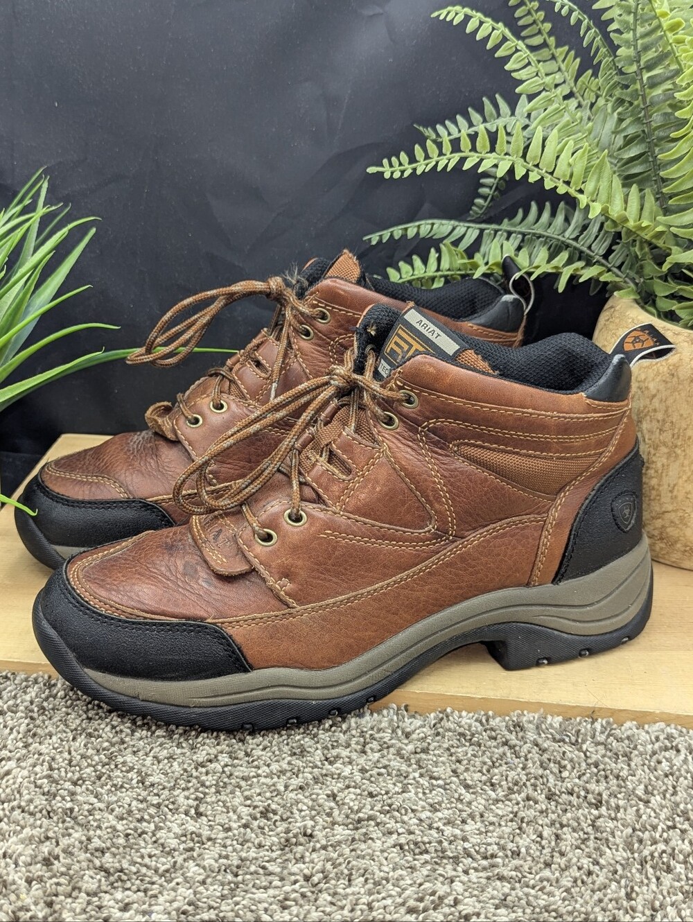 Ariat Terrain Mens Size 10 Brown Leather Hiking Walking Boots Casual Work